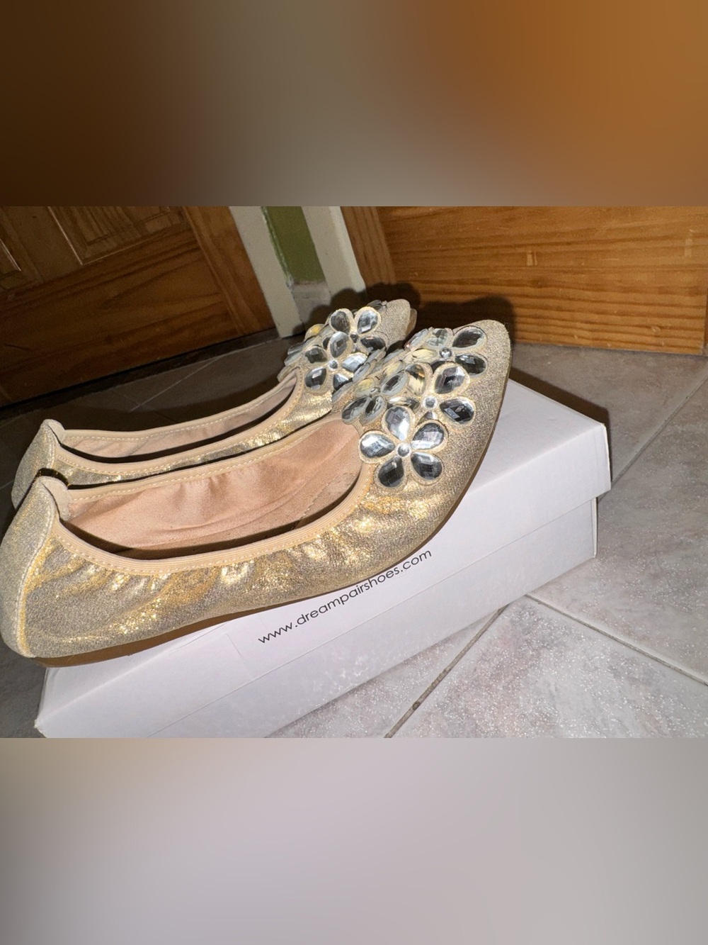 Dreampairs Foldable Gold Dress Flats